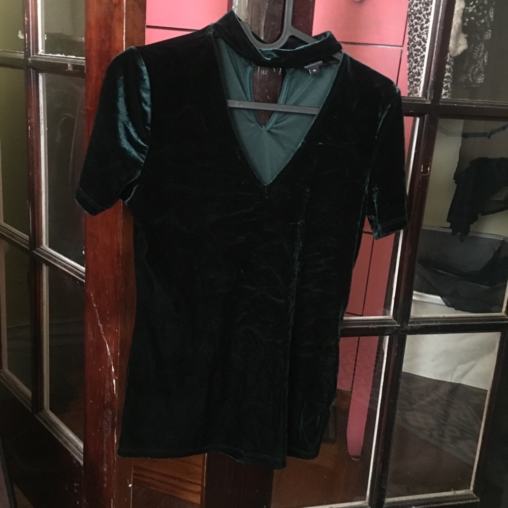 Green, v-neck top
